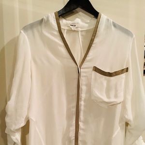 Helmut Lang button down with suede trim
